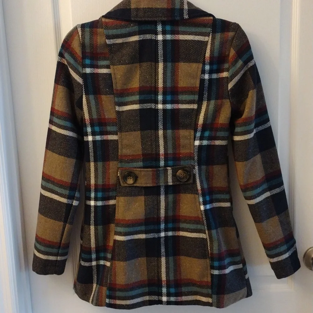 Me Jane Women's Plaid Peacoat Multi Color, Size XS - Picture 7 of 15